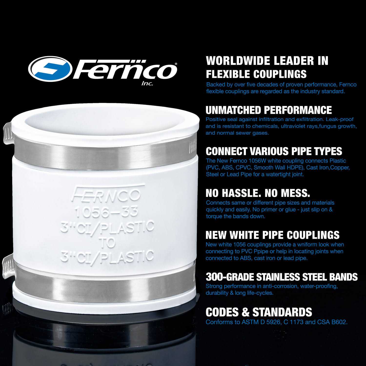 Fernco FLEXIBLE COUPLING P1056-075 - Zenithce