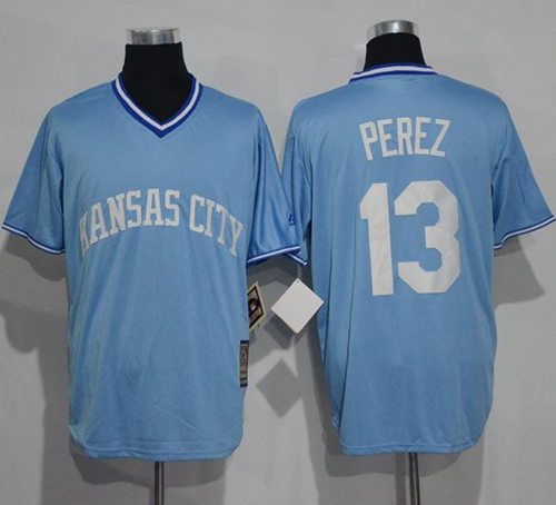 Royals #13 Salvador Perez Light Blue Cooperstown Stitched Jersey - Zenithce