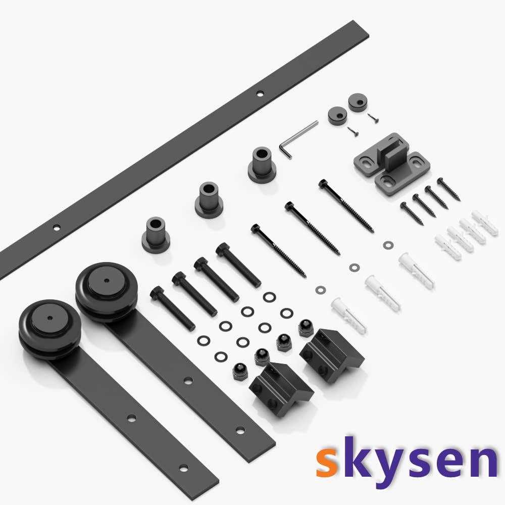 SKYSEN Single Sliding Barn Door Hardware kit, Barn Door Track, 1/4” Thick Material - Zenithce
