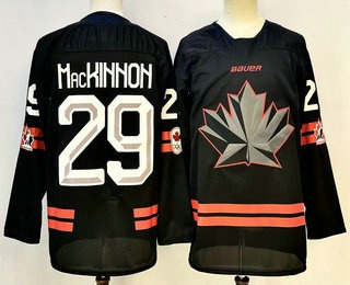 Canada #29 Nathan MacKinnon Black Stitched Jersey - Zenithce