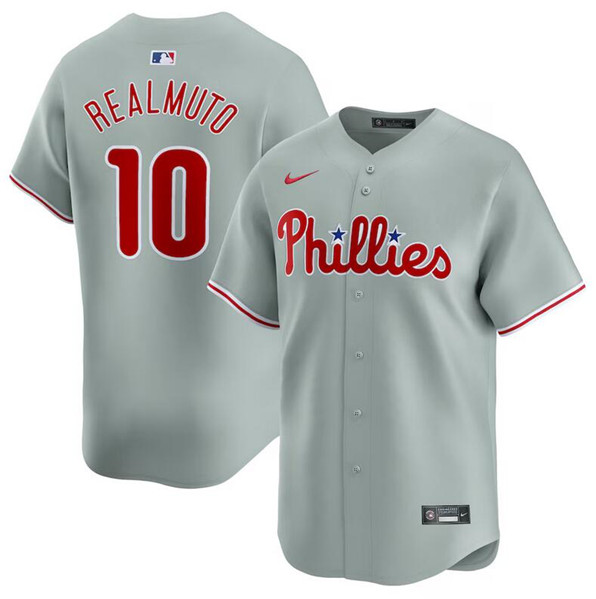 Philadelphia Phillies #10 J.T. Realmuto Gray Away Limited Stitched Jersey - Zenithce