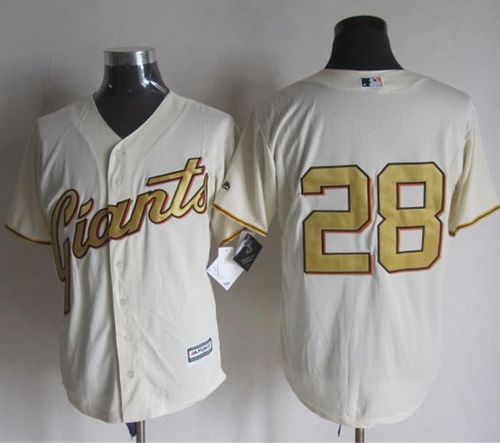 Giants #28 Buster Posey Cream(Gold No.) New Cool Base Stitched Jersey - Zenithce