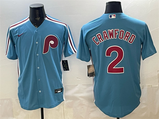Philadelphia Phillies #2 Justin Crawford Blue Cool Base Stitched Jersey - Zenithce