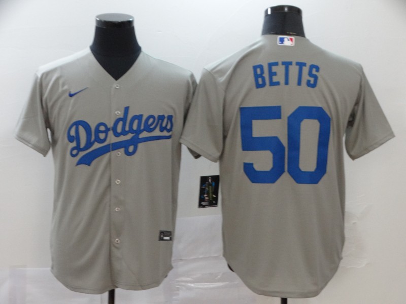 Los Angeles Dodgers #50 Mookie Betts Grey Cool Base Stitched Jersey - Zenithce