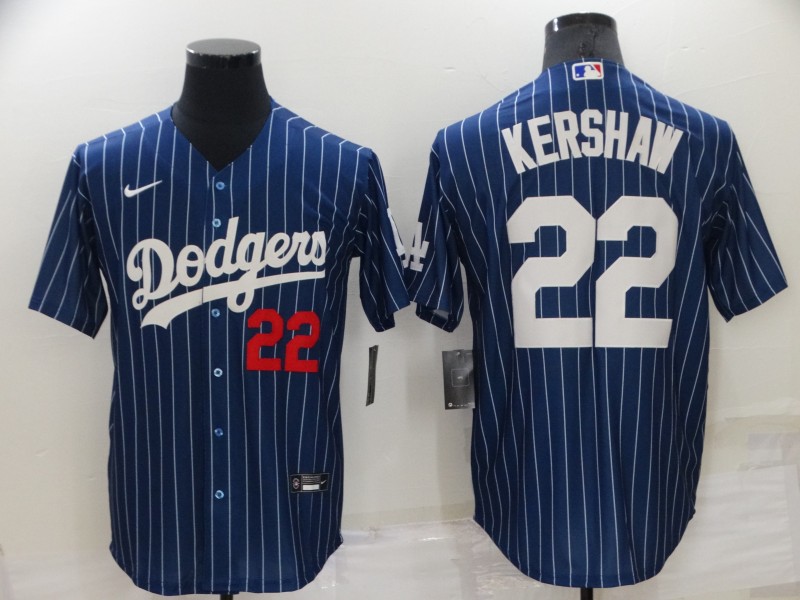 Los Angeles Dodgers #22 Clayton Kershaw Navy Cool Base Stitched Jersey - Zenithce