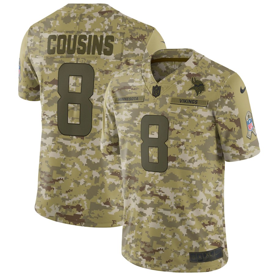 Vikings #8 Kirk Cousins 2018 Camo Salute To Service Limited Stitched Jersey - Zenithce