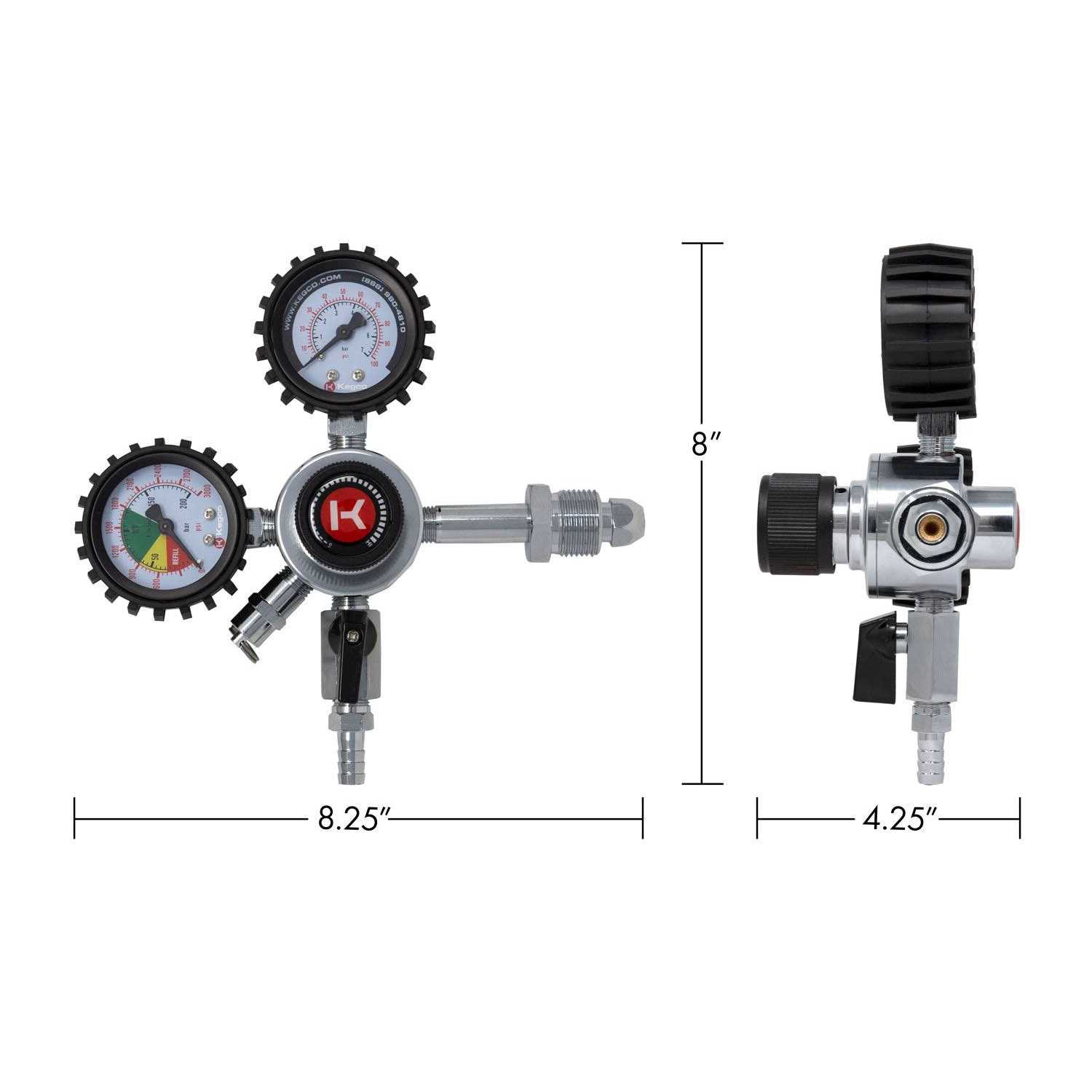 Kegco Commercial Grade Four Gauge Secondary Regulator - Zenithce