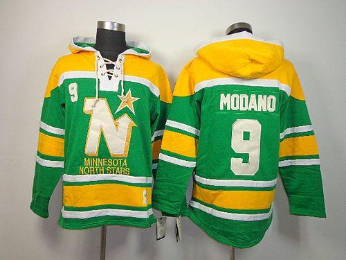 Stars #9 Mike Modano Green Sawyer Hooded Sweatshirt Stitched Jersey - Zenithce