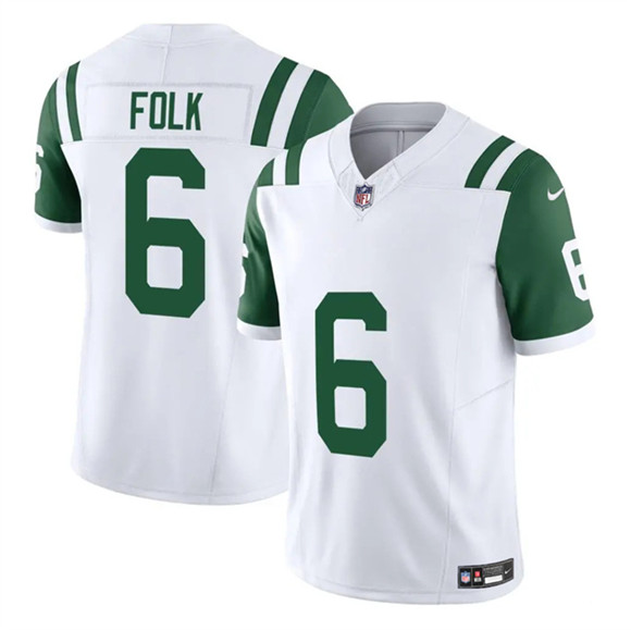 New York Jets #6 Nick Folk White 2025 F.U.S.E. Classic Alternate Vapor Untouchable Limited Stitched Jersey - Zenithce