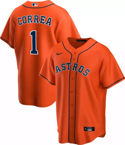 Houston Astros Orange #1 Carlos Correa Orange Cool Base Stitched Jersey - Zenithce
