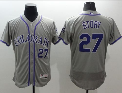 Rockies #27 Trevor Story Grey Flexbase Authentic Collection Stitched Jersey - Zenithce