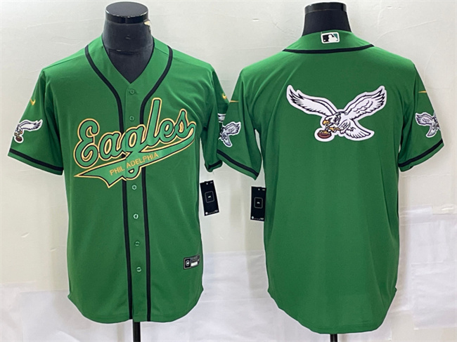 Philadelphia Eagles Green Gold Team Big Logo Cool Base Stitched Jersey - Zenithce