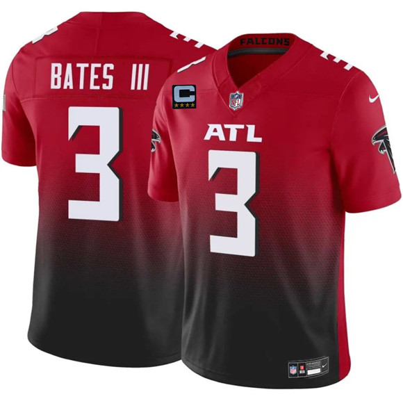 Atlanta Falcons #3 Jesse Bates III Red Black 2025 F.U.S.E With 4-Star C Patch Vapor Untouchable Limited Stitched Jersey - Zenithce