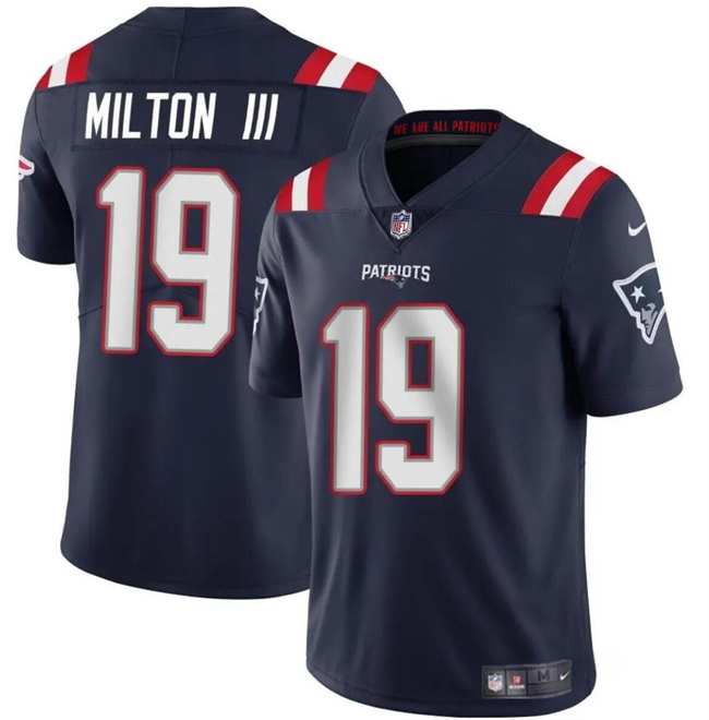 New England Patriots #19 Joe Milton III Navy 2024 Vapor Limited Stitched Jersey - Zenithce