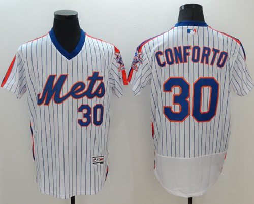 Mets #30 Michael Conforto White(Blue Strip) Flexbase Authentic Collection Alternate Stitched Jersey - Zenithce