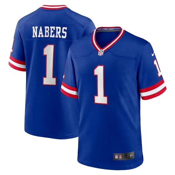 New York Giants #1 Malik Nabers Royal 2024 2nd Alternate Stitched Game Jersey - Zenithce