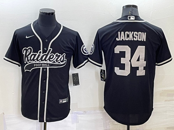 Las Vegas Raiders #34 Bo Jackson Black Cool Base Stitched Baseball Jersey - Zenithce