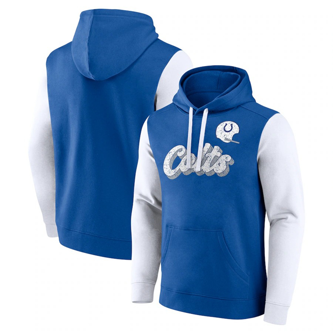 Indianapolis Colts Blue White Fleece Pullover Hoodie - Zenithce