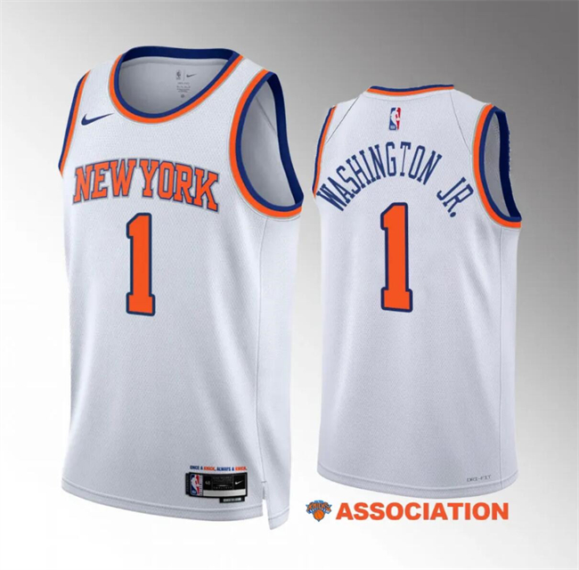 New York Knicks #1 Duane Washington Jr White Association Edition Stitched Jersey - Zenithce