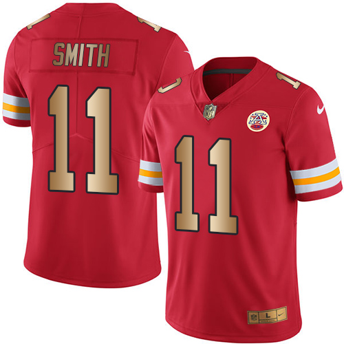 Chiefs #11 Alex Smith Red Stitched Limited Gold Rush Nike Jersey - Zenithce