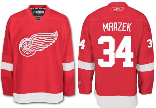 Red Wings #34 Petr Mrazek Red Stitched Jersey - Zenithce
