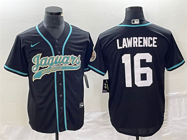 Jacksonville Jaguars #16 Trevor Lawrence Black With Patch Cool Base Stitched Jersey - Zenithce