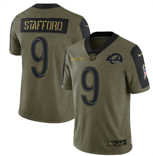 Los Angeles Rams #9 Matthew Stafford 2021 Olive Salute To Service Limited Stitched Jersey - Zenithce