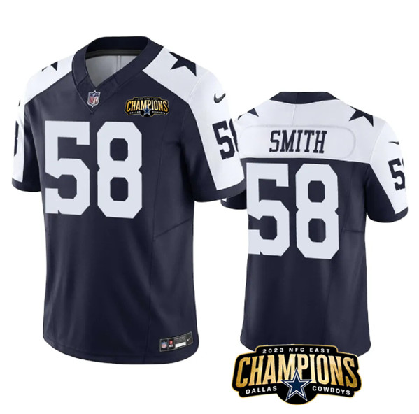 Dallas Cowboys #58 Mazi Smith Navy White 2023 F.U.S.E. NFC East Champions Patch Stitched Jersey - Zenithce
