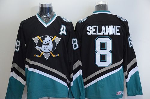 Ducks #8 Teemu Selanne Black CCM Throwback Stitched Jersey - Zenithce