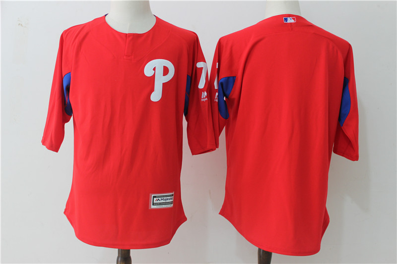 Philadelphia Phillies #7 Maikel Franco Red Authentic Collection On-Field 3 4 Sleeve Sleeve Batting Practice Stitched Jersey - Zenithce