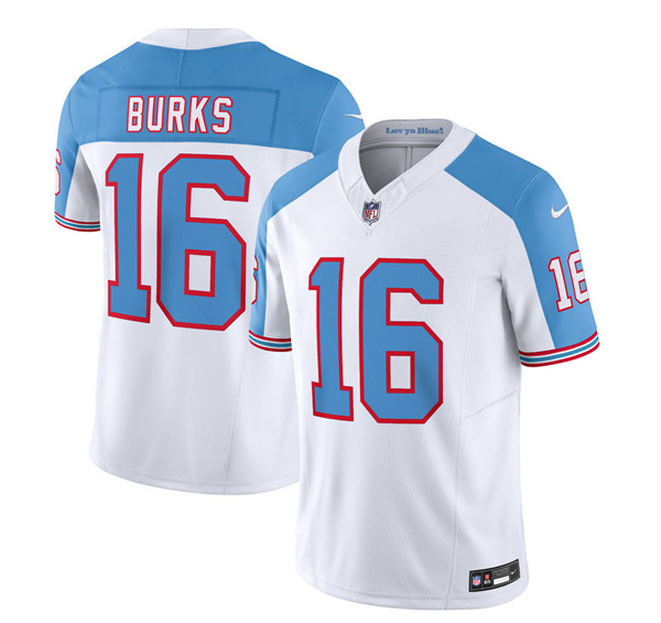 Tennessee Titans #16 Treylon Burks White Blue 2023 F.U.S.E. Vapor Limited Throwback Stitched Jersey - Zenithce