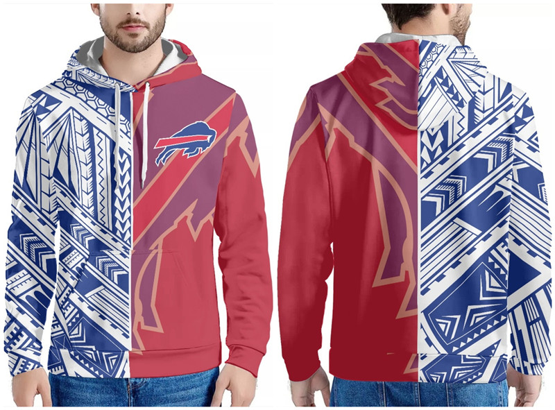Buffalo Bills Royal Red White Pullover Hoodie - Zenithce