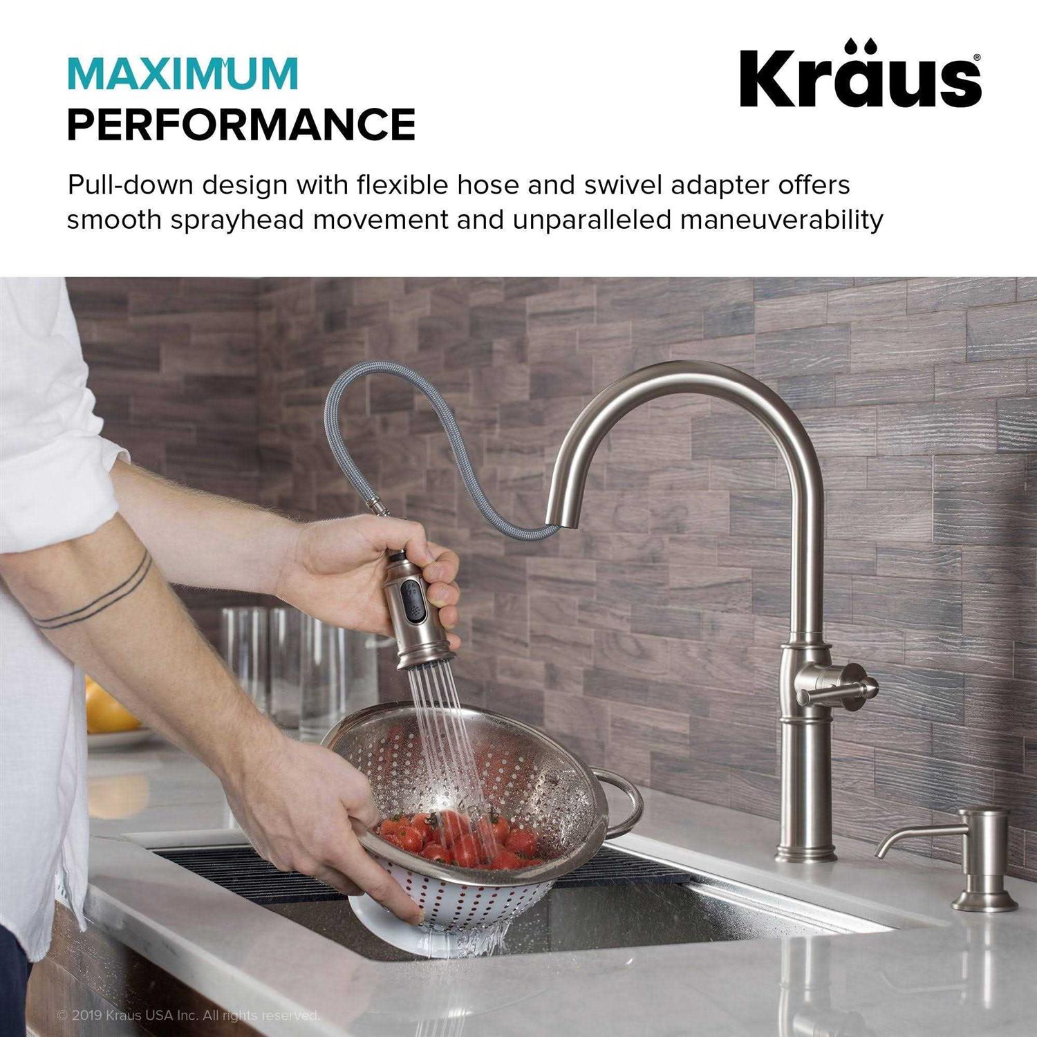 Kraus Sellette Traditional Single Handle Pull-Down Kitchen Faucet KPF-1682 - Zenithce