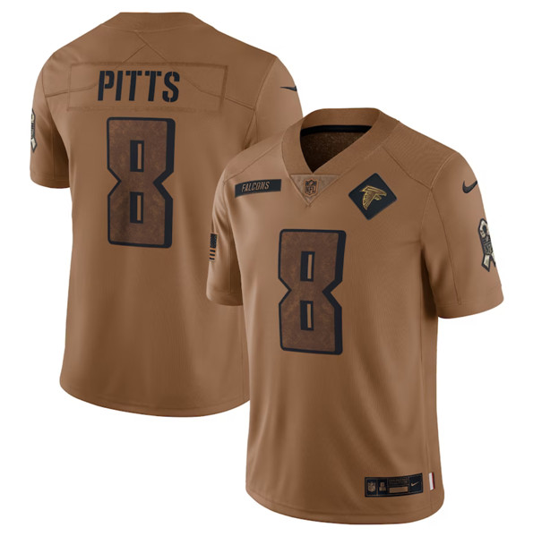 Atlanta Falcons #8 Kyle Pitts 2023 Brown Salute To Setvice Limited Stitched Jersey - Zenithce