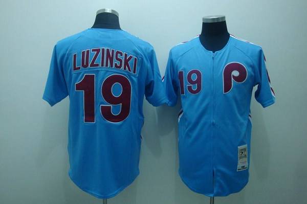 Mitchell And Ness Phillies #19 Greg Luzinski Stitched Blue Throwback Jersey - Zenithce