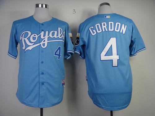 Royals #4 Alex Gordon Light Blue Cool Base Stitched Jersey - Zenithce
