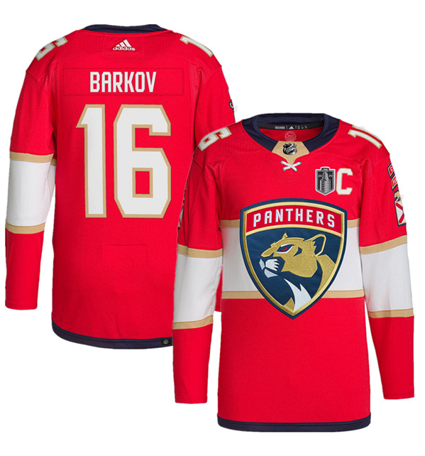 Florida Panthers #16 Aleksander Barkov Red 2024 Stanley Cup Final Patch Stitched Jersey - Zenithce