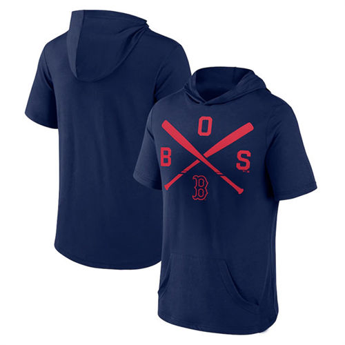 Boston Red Sox Navy Short Sleeve Pullover Hoodie - Zenithce