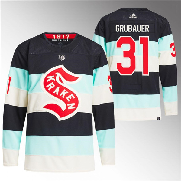Seattle Kraken #31 Philipp Grubauer Deep Sea Blue 2024 Winter Classic Primegreen Stitched Jersey - Zenithce