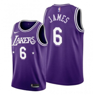 Purple Los Angeles Lakers #6 LeBron James 2021-22 City Edition Stitched Jersey - Zenithce