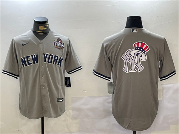 New York Yankees Gray Team Big Logo 2024 World Series Cool Base Stitched Jersey - Zenithce