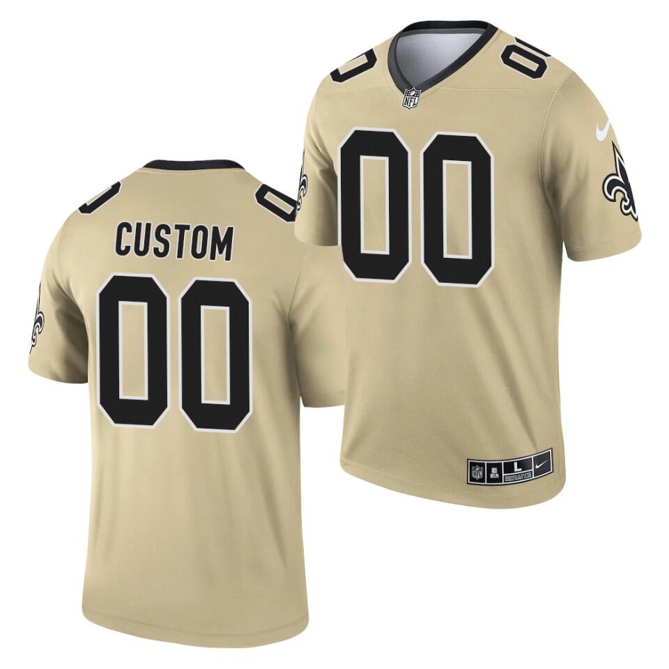 New Orleans Saints Customized Custom Gold 2021 Inverted Legend Stitched Jersey - Zenithce