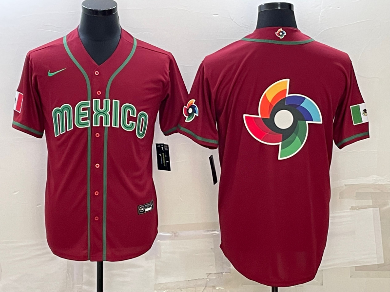 Mexico 2023 Red World Big Logo With Patch Classic Stitched Jersey - Zenithce