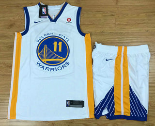 Golden State Warriors #11 Klay Thompson White 2017-2018 Swingman Rakuten Stitched Jersey With Shorts - Zenithce