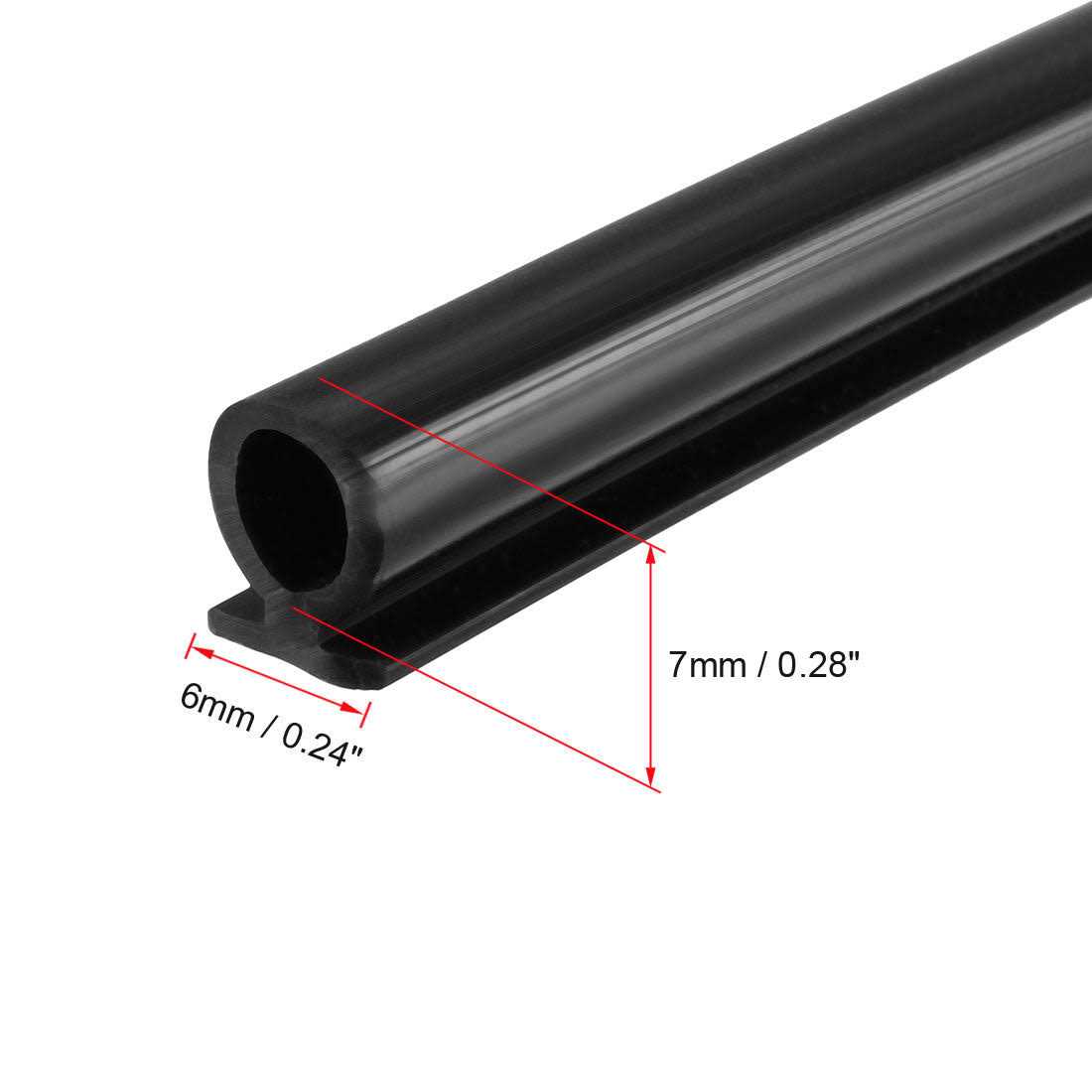 Harfington T-Slot Mount Weatherstrip Seal 7mm Bulb Bubble for 6mm Slot Black - Zenithce