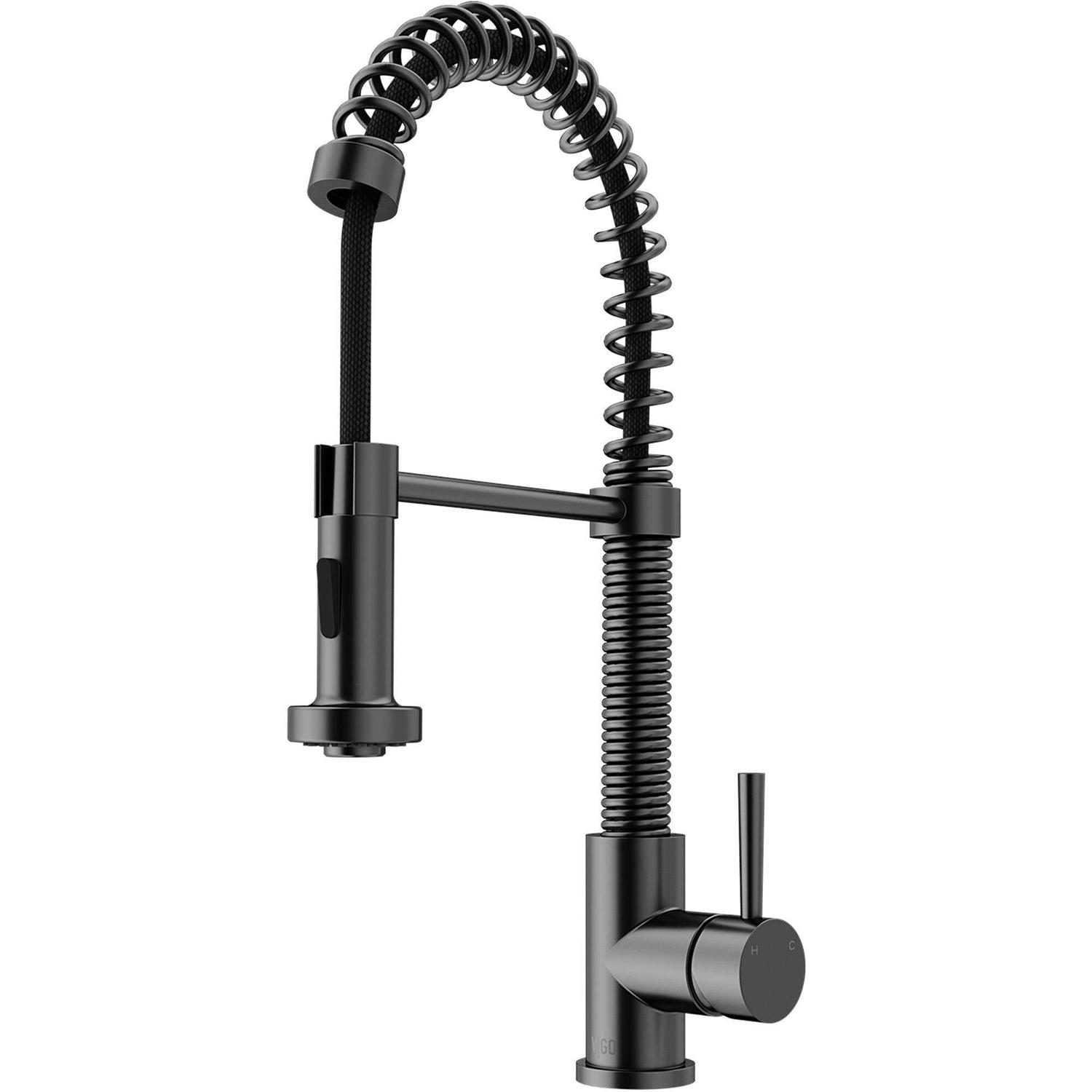VIGO Edison Matte Black Single Handle Pull-Down Kitchen Faucet VG02001MB - Zenithce