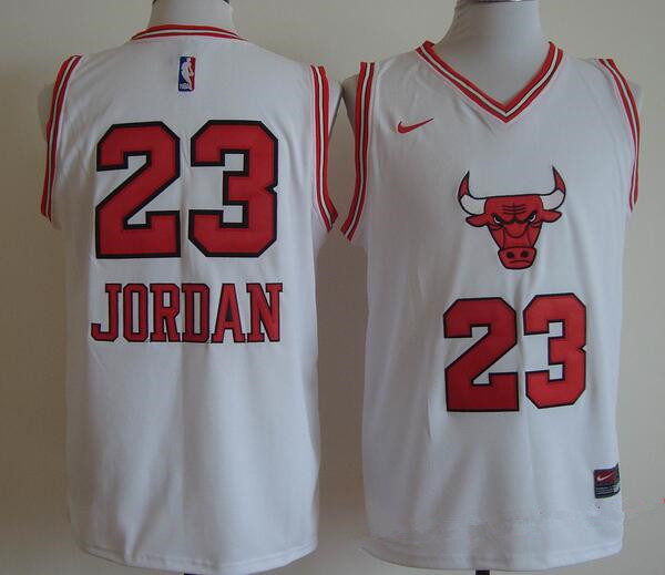 Chicago Bulls #23 Michael Jordan White Bull Head Fashion Stitched Swingman Jersey - Zenithce