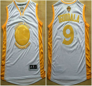 Golden State Warriors #9 Andre Iguodala 2015 Final Game Gold Name White Jersey - Zenithce