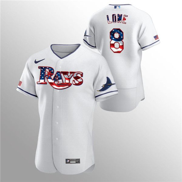 Tampa Bay Rays White #8 Brandon Lowe 2020 Stars Stripes Flex Base Stitched Jersey - Zenithce