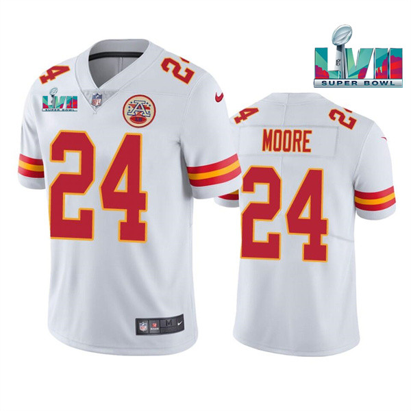 Kansas City Chiefs #24 Skyy Moore White Super Bowl LVII Patch Vapor Untouchable Limited Stitched Jersey - Zenithce